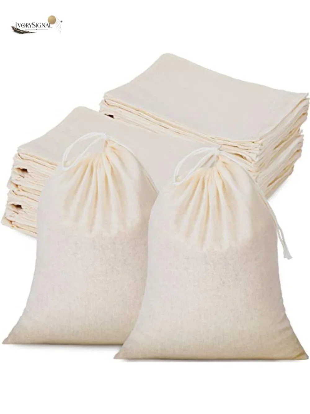 50 Muslin Cotton Drawstring Bags Storage Pouches Craft Gift Favor 8x10
